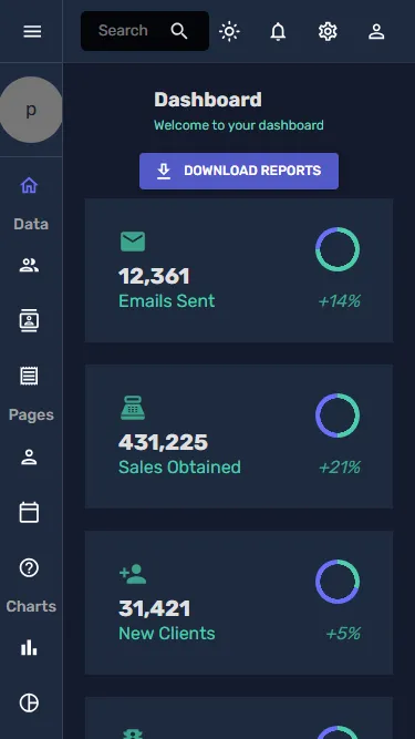 Analytics Dashboard & Admin Panel — mobile screenshot