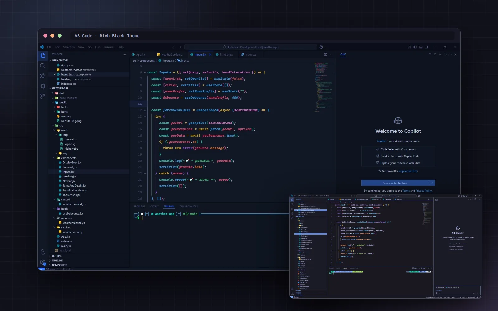 Rich Black VS Code theme screenshots