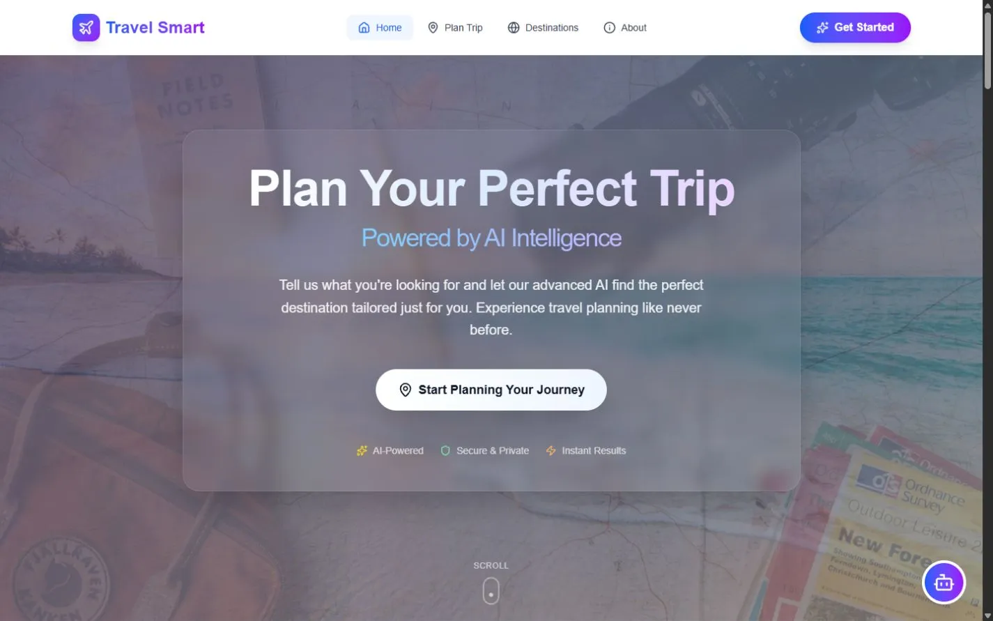 TravelSmart AI — Conversational Trip Planner — desktop screenshot