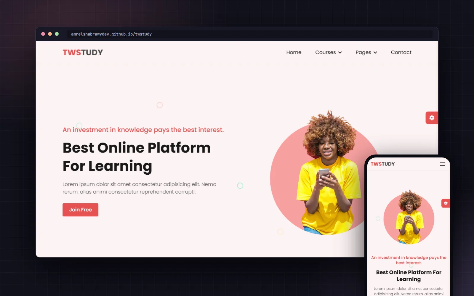 TW Study online learning platform — desktop and mobile