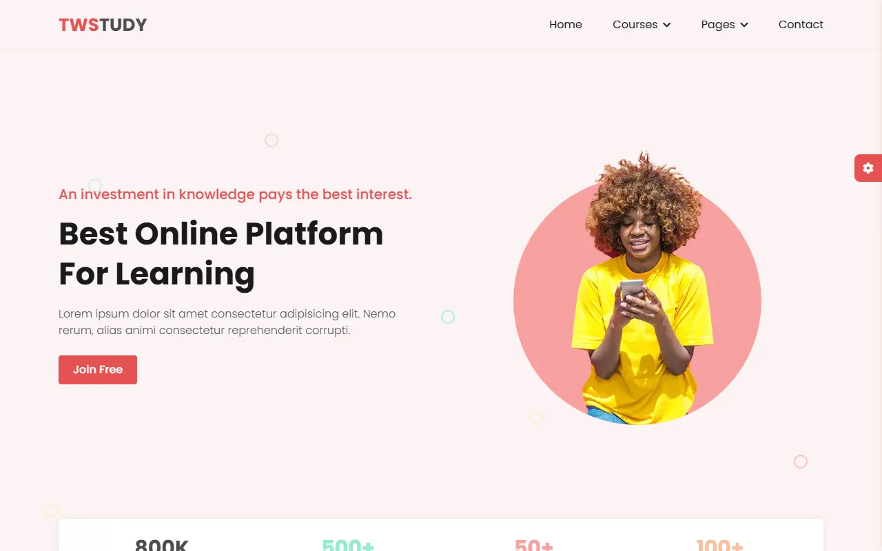 TW Study — Online Learning Platform UI — desktop screenshot